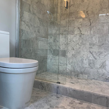 Carrara Marble Floor And Shower Design