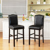 45" Black Leatherette Barchair With Studded Decoration Back, Set of 2