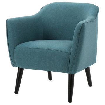 GDF Studio Tresten Fabric Mid Century Modern Arm Chair, Dark Teal, Fabric