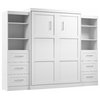 Bestar Pur Queen Murphy Bed and 2 Shelving Units with Drawers (115W) in White