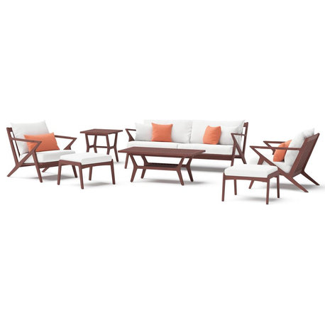 Vaughn 7 Piece Sunbrella Outdoor Patio Sofa and Club Chair Set, Cast Coral