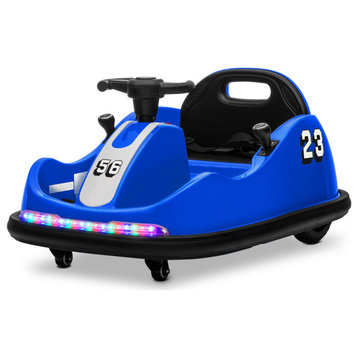 DIY Sticker Race #00-99 Twin-Motor 12V Kids Electric Ride On Bumper Car, Blue