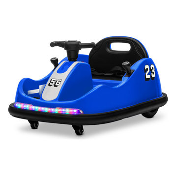 DIY Sticker Race #00-99 Twin-Motor 12V Kids Electric Ride On Bumper Car, Blue