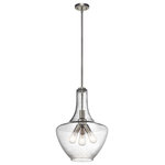 Kichler Lighting - Kichler Lighting 42190NI Everly - 16" Three Light Pendant - Canopy Included: TRUE  Canopy Diameter: 4.75Everly 16" Three Light Pendant Brushed Nickel *UL Approved: YES *Energy Star Qualified: n/a  *ADA Certified: n/a  *Number of Lights: Lamp: 3-*Wattage:100w Medium Base bulb(s) *Bulb Included:No *Bulb Type:Medium Base *Finish Type:Brushed Nickel