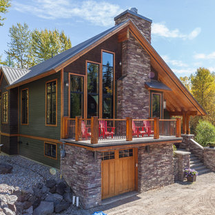 75 Beautiful Rustic Green Exterior Home Pictures & Ideas | Houzz