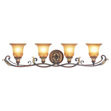 4 Light Bathroom Light Fixture in Mediterranean Style - 39.5 Inches wide by 9