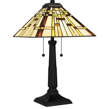 Quoizel TF5625MBK Tiffany 2 Light Table Lamp in Matte Black