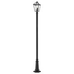 Z-Lite - Talbot 3 Light Outdoor Post Mounted Fixture in Black - Light up an exterior space with a classic fixture reflecting a charming village theme. Made from Midnight Black metal and clear beveled glass panels this three-light outdoor post mounted fixture creates a sophisticated and compelling addition to a custom landscaped area.andnbsp