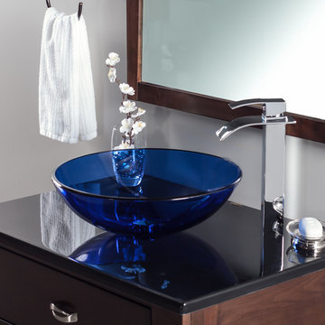 Novatto BLU Glass Vessel Sink with Novatto ECLIPSE Faucet