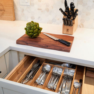 Smart Kitchen Storage with Wooden Inserts for Utensils