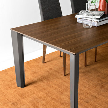 Delta Extending Table - 70 x 39" - Smoke Wood Top + Matte Grey Frame