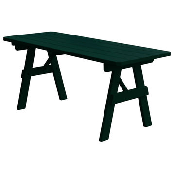 Pine Traditional Table, Dark Green, 5 Foot