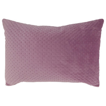 Poly-Filled Velvet Throw Pillow With Pinsonic Design, Lavender, 14"x20"