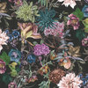 Althea Black Flower Garden Wallpaper Sample