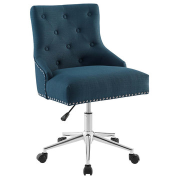Azure Regent Tufted Button Swivel Upholstered Fabric Office Chair