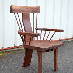 Walnut Curved Back, Spindle, Armchairs - Dining Chairs