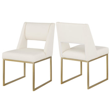 Jayce Faux Leather Dining Chair, Set of 2, Cream