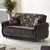 Convertible Loveseat, Padded Chenille Fabric Seat With Floral Pattern, Gray