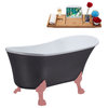 55" Streamline N359PNK-IN-PNK Clawfoot Tub and Tray With Internal Drain