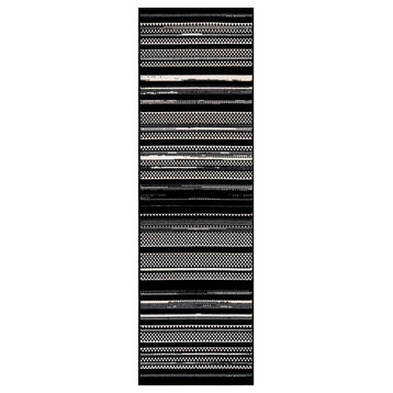 Nourison Grafix 2'3" x 7'6" Black White Modern Indoor Area Rug