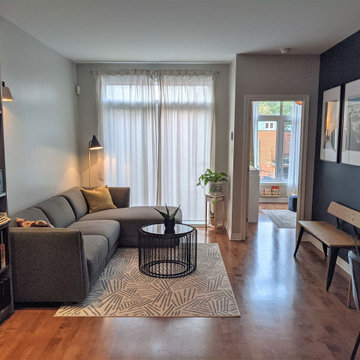 Living room design for a loft style condo in Hochelaga- De Maisonneuve