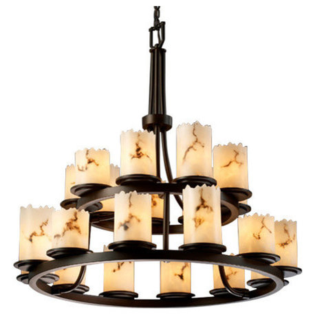 LumenAria 2 Dakota 2-Tier Ring Chandelier, Cylinder With Broken Rim, Dark Bronze