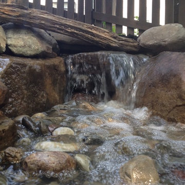 Pondless Waterfall, Natural Stone Steps, and Boulder Retaining Wall