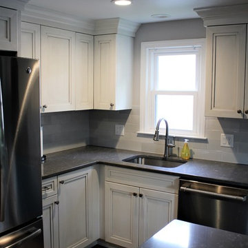 Outdated Farm House to Grey Transitional Kitchen