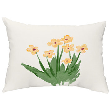 Pretty Little Flower 14"x20" Floral Decorative Outdoor Pillow, Yellow