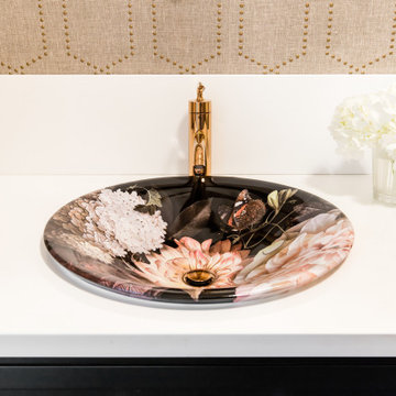 Powder Room Idea Dutch Master Midnight Floral™ Carillon® Round sink