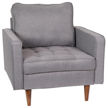 Hudson Commercial Grade Armchair WithTufted Faux Linen Upholstery, Slate Gray
