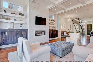 Inspiration for a modern family room remodel in Calgary