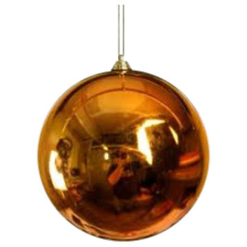 70Mm 2.75" Shiny Copper Ball Ornament With Wire, Uv Coated