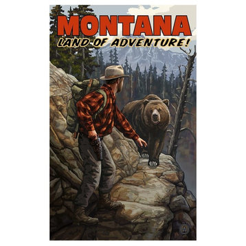 Paul A. Lanquist Land of Adventure Montana Grizzly On Art Print, 12"x18"