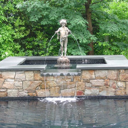 Waterfall & Statue Water Feature - Outdoor Fountains And Ponds