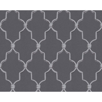 Damask Textured Wallpaper, Ornament Pattern, Black Gray, 1 Roll