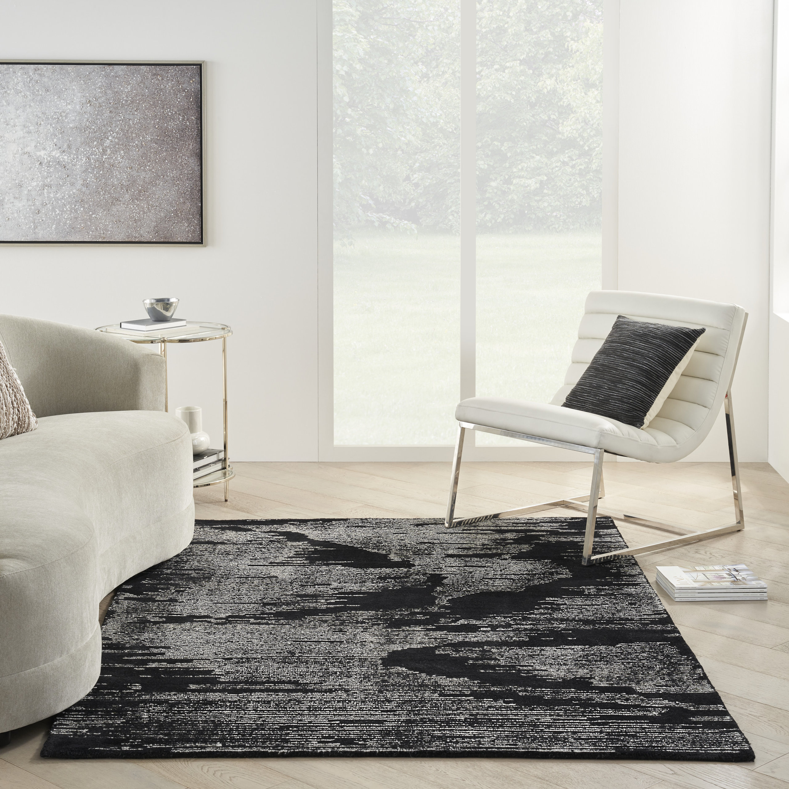 Michael Amini Ma30 Star SMR02 Area Rug, Black/Ivory, 4' x 6 ...