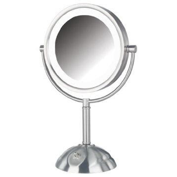 Jerdon HL8808CL 8.5-Inch Tabletop LED Vanity Mirror with 8x Magnification, Nicke