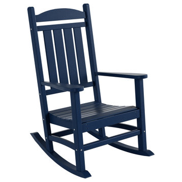 WestinTrends HDPE Outdoor Patio Adirondack Rocking Chair, Classic Porch Rocker, Navy Blue