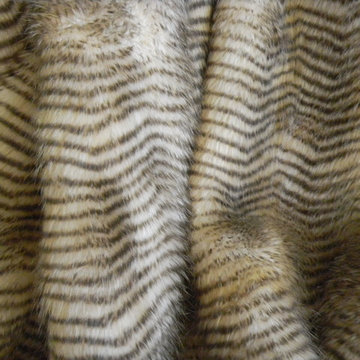 Striped Feline Faux Fur Caramel Throw