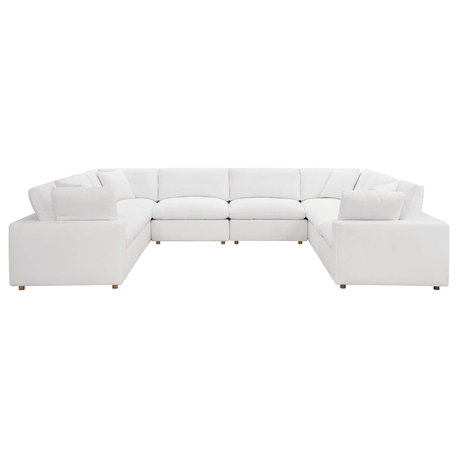 Commix Down Filled Overstuffed 8-Piece Sectional Sofa, Pure White