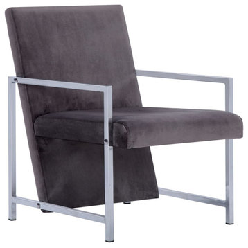 vidaXL Accent Chair Accent Single Sofa Chair with Chrome Feet Dark Gray Velvet