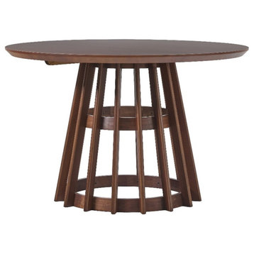 Walker Edison 48" Modern Wood Dining Table with Pedestal Base in Brown