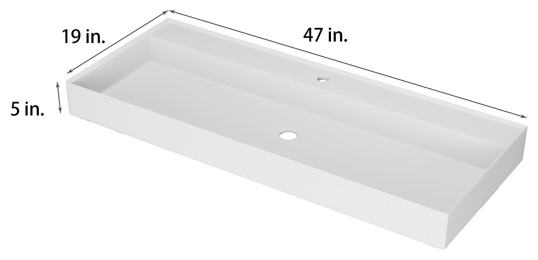 White Solid Surface Rectangular Vessel Bathroom Sink - Contemporary ...
