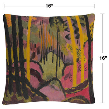 Johann Walters 'Trunks And Foliage' 16"x16" Decorative Throw Pillow