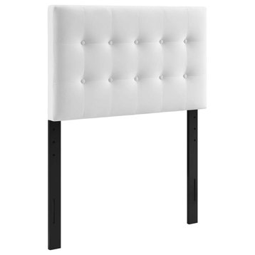 Emily Twin Biscuit Tufted Performance Velvet Headboard, White