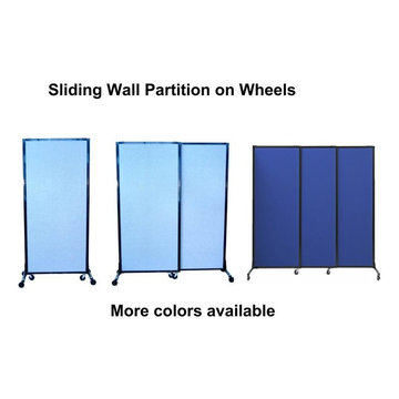 Portable Sliding Panel Room Partition on Wheels