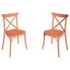 Strata Furniture Traditional Polypropylene Patio X-Chair in Coral (Set of 2)