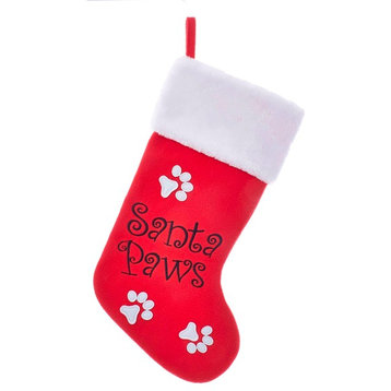 Kurt Adler Santa Paws Family Dog Prints Red and White  Holiday Stocking