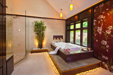 Example of a master multicolored tile bathroom design in Philadelphia